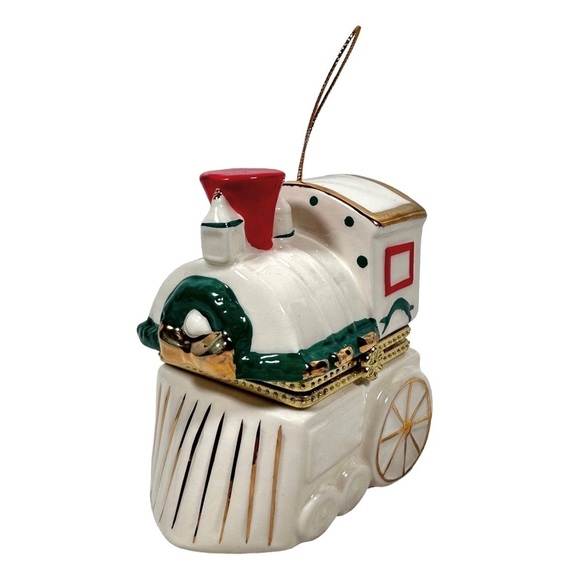 VINTAGE “We Wish You A Merry Christmas” Music Box Porcelain Train Ornament - Picture 4 of 7